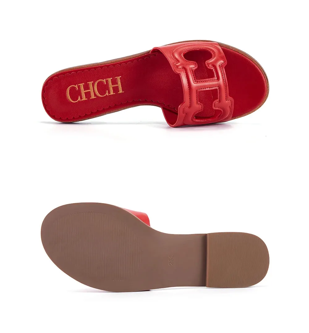 CHCH Women's Slippers 2024 Simple Black Flat Flat Women's Shoes Home Indoor Slippers