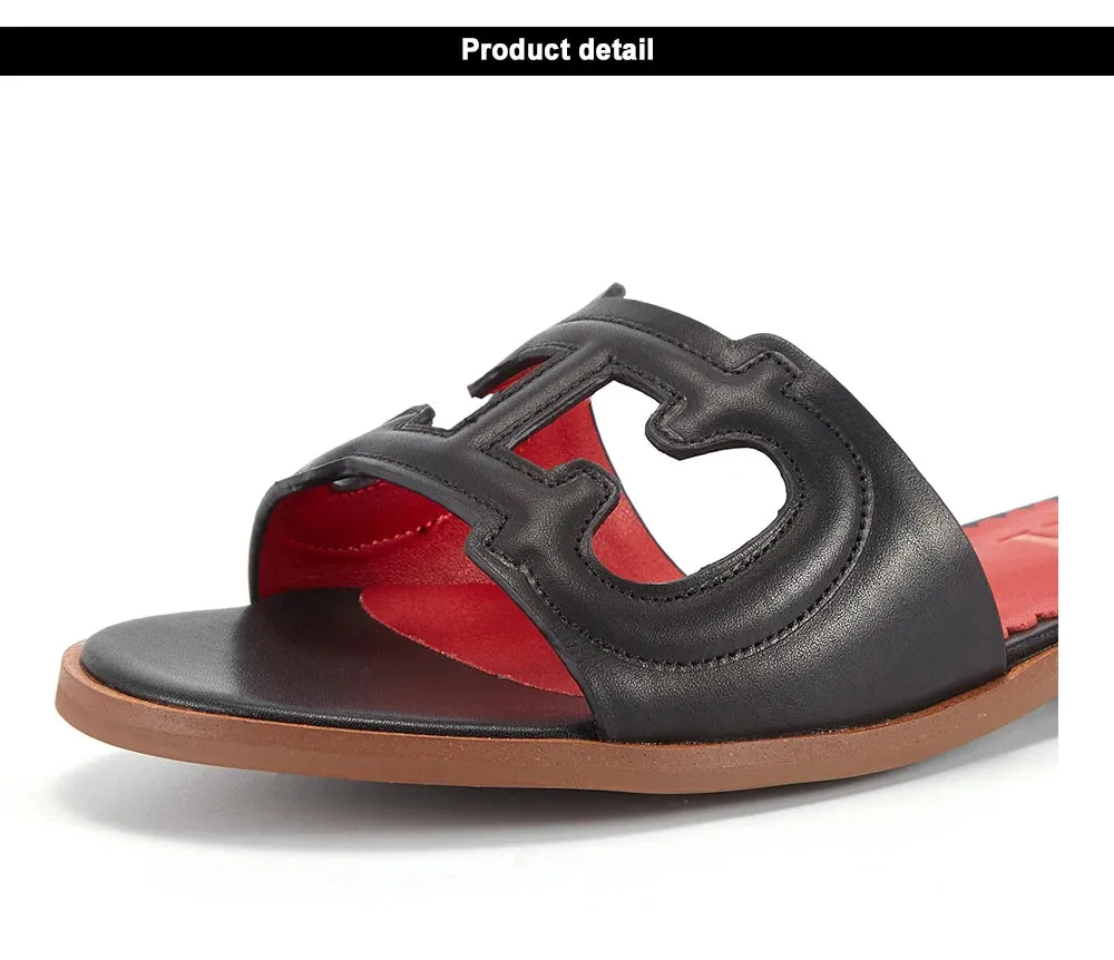 CHCH Women's Slippers 2024 Simple Black Flat Flat Women's Shoes Home Indoor Slippers