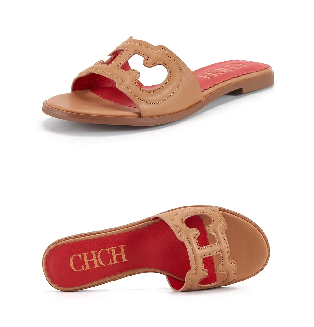 CHCH Women's Slippers 2024 Simple Black Flat Flat Women's Shoes Home Indoor Slippers