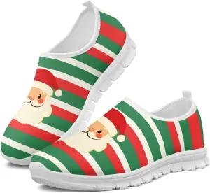 Christmas Sneakers for Women Soft Slip On Low Top Sneakers Casual Non-Slip Lightweight Athletic Walking Shoes for Teen Girls US 5.5-11.5