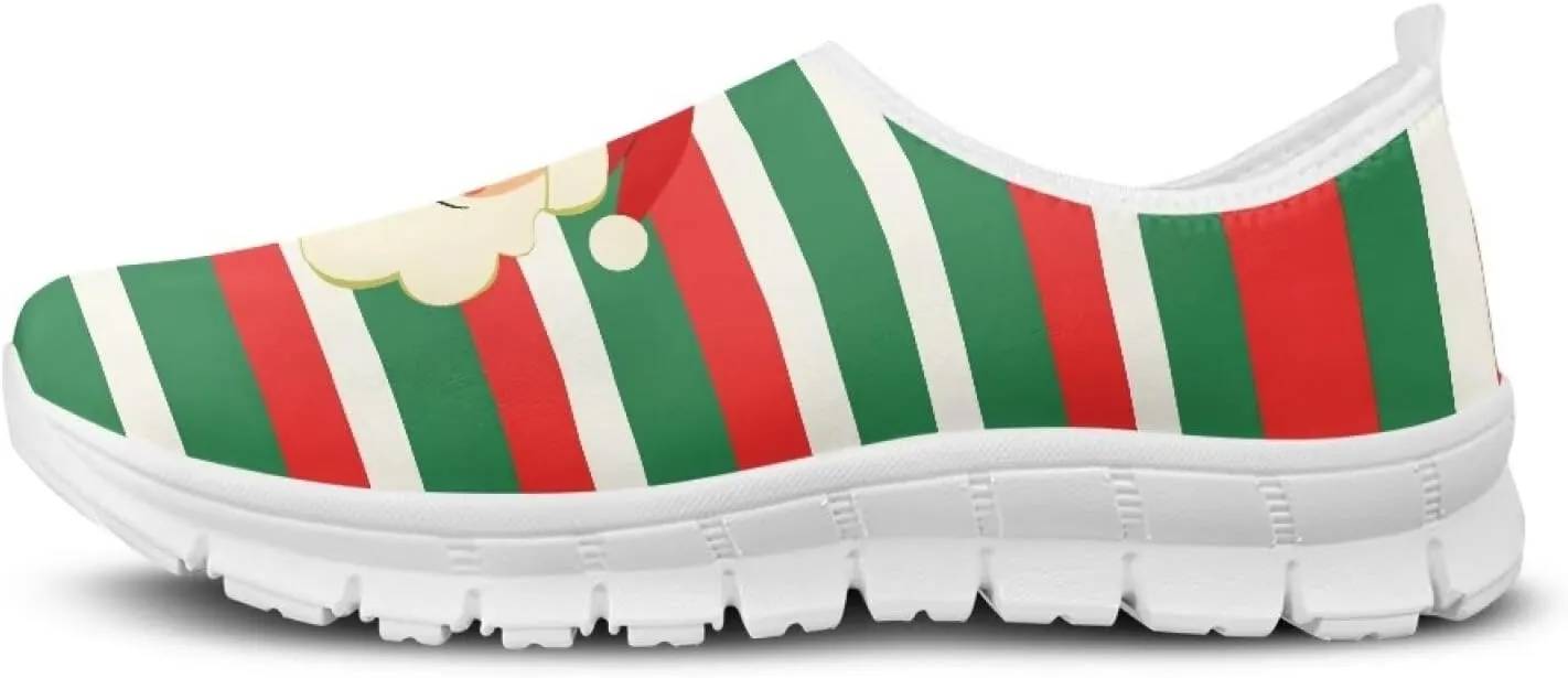 Christmas Sneakers for Women Soft Slip On Low Top Sneakers Casual Non-Slip Lightweight Athletic Walking Shoes for Teen Girls US 5.5-11.5