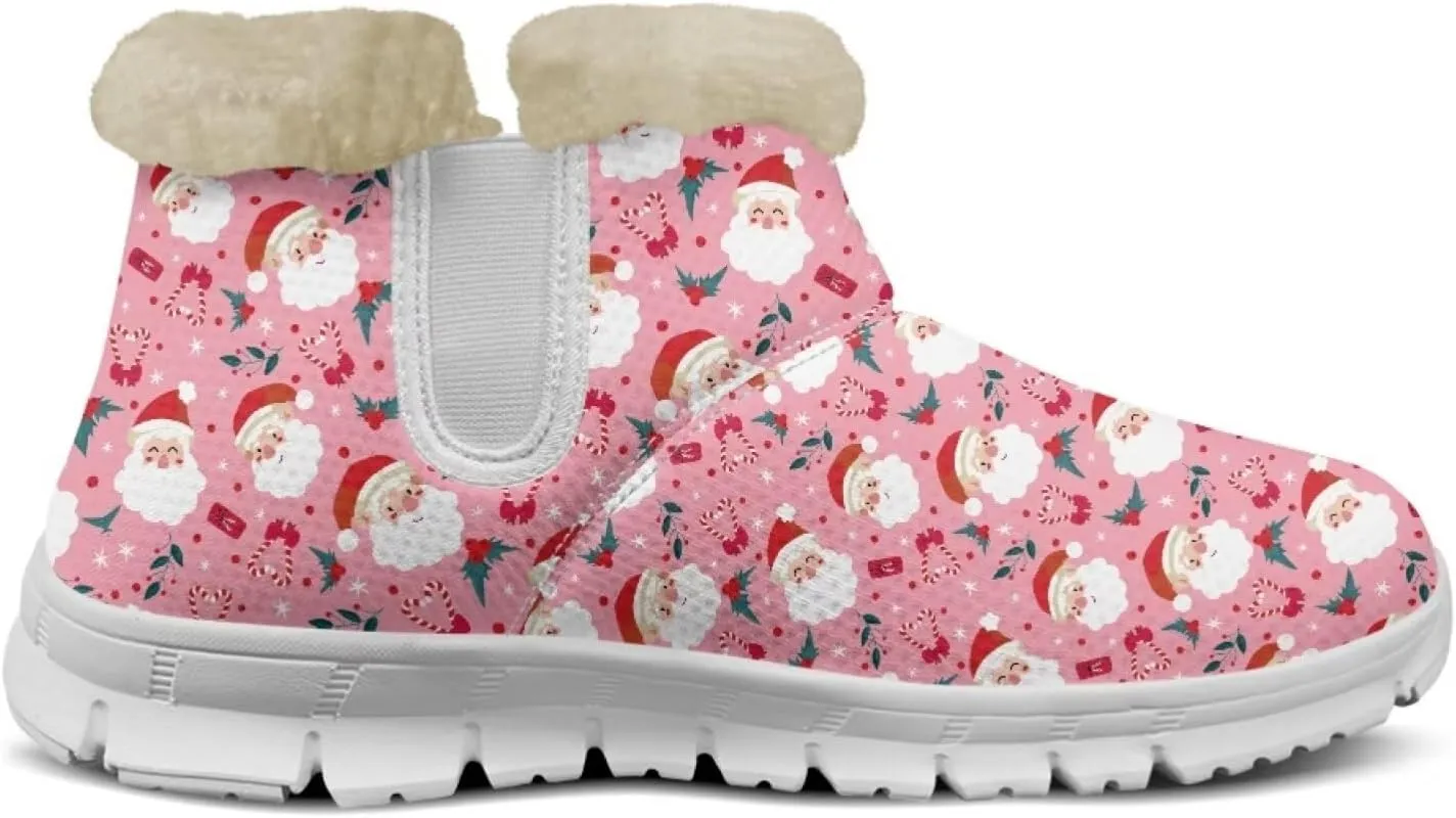 Christmas Winter Snow Boots for Women Men Cold Weather Snow Booties Pull On Fuzzy Slippers Shoes