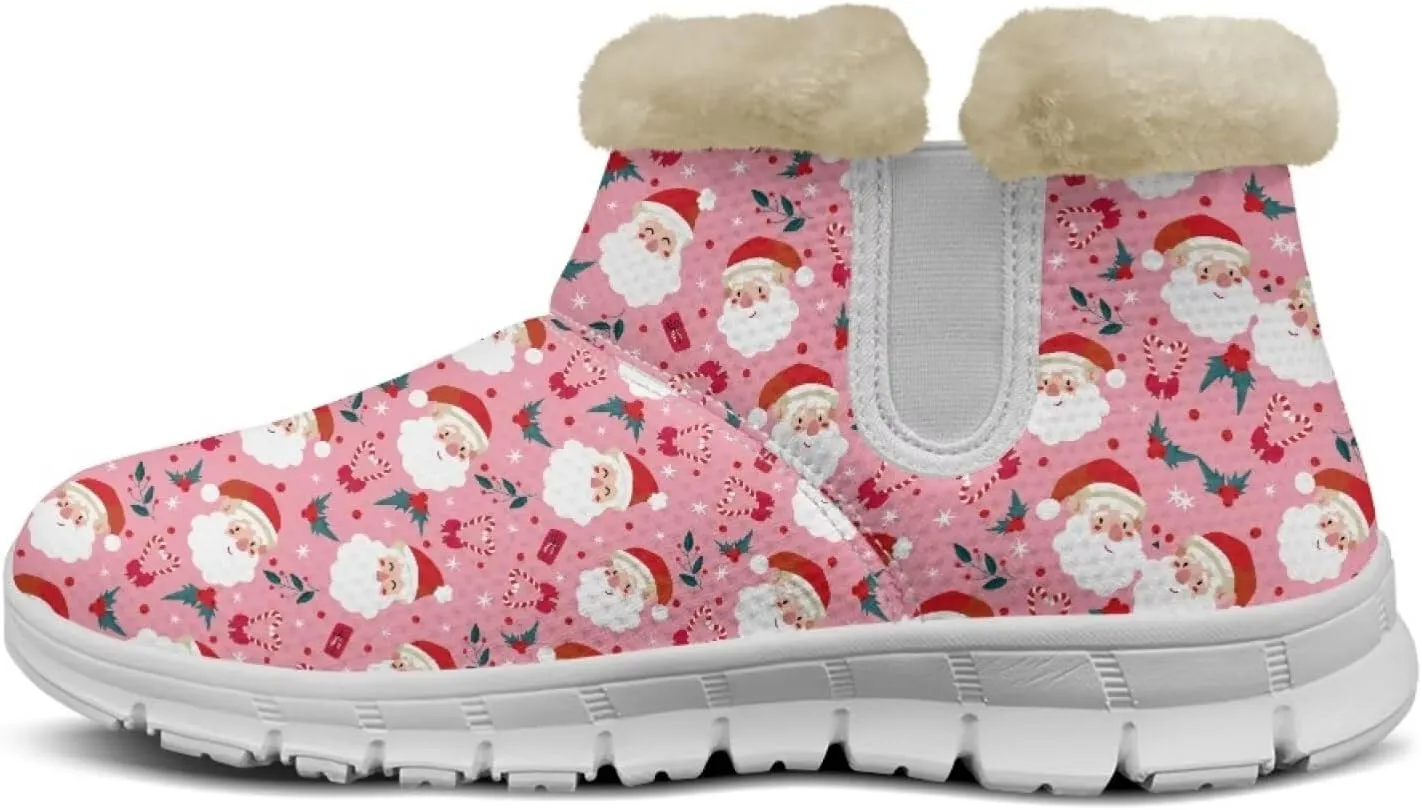 Christmas Winter Snow Boots for Women Men Cold Weather Snow Booties Pull On Fuzzy Slippers Shoes