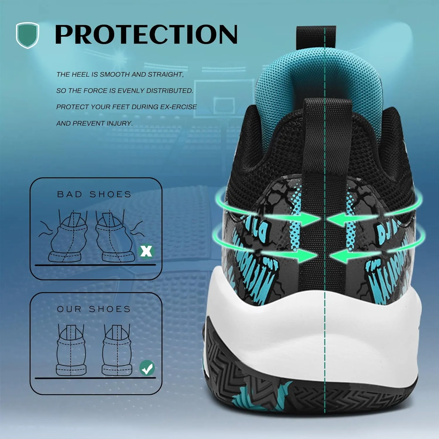 CJSPORX Mens Basketball Shoes Breathable Non Slip Running Fashion Sneakers