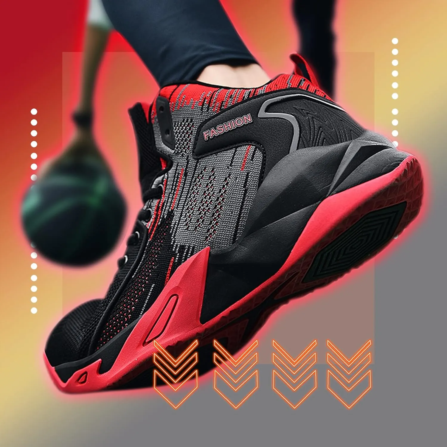CJSPORX Mens Basketball Shoes Breathable Non Slip Running Fashion Sneakers