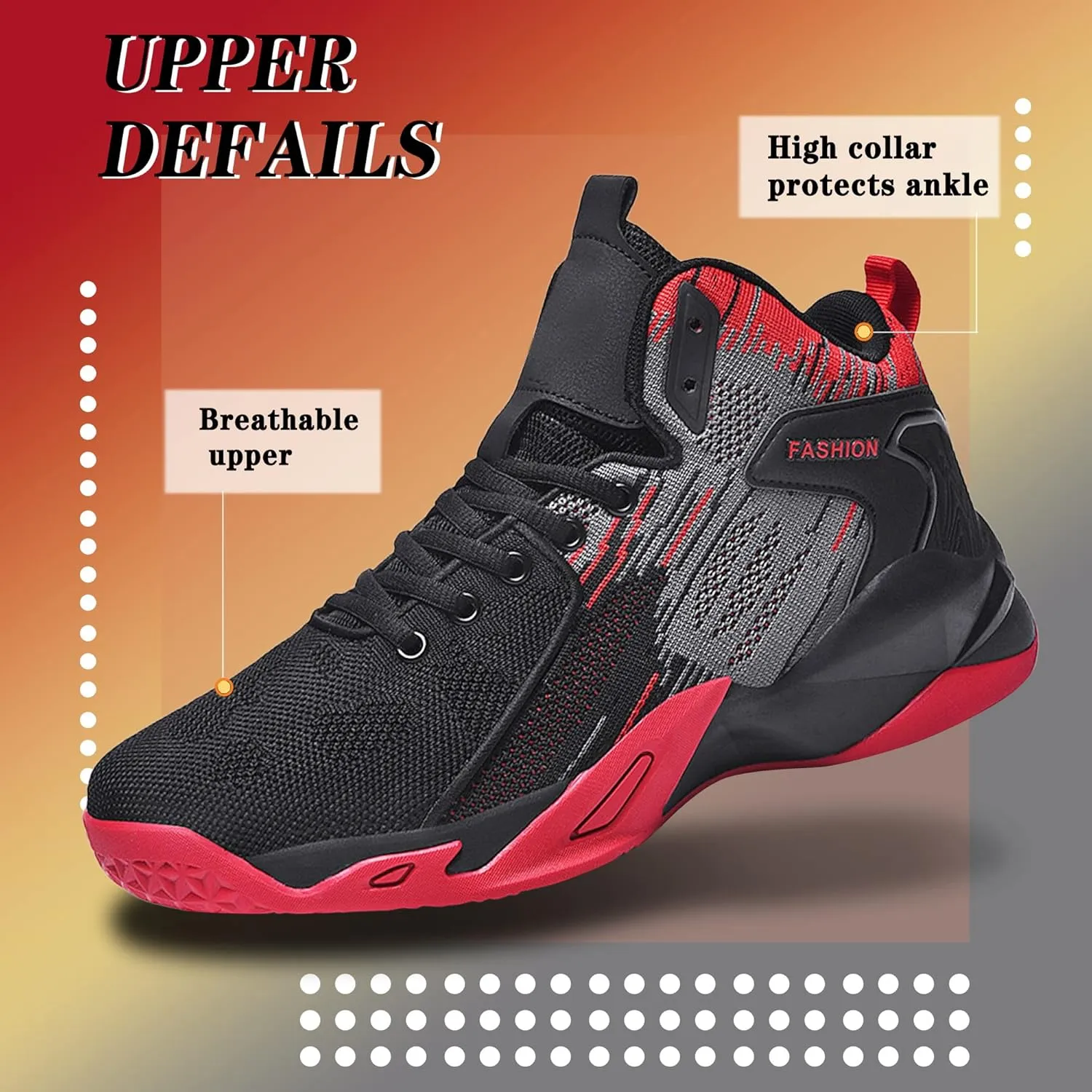CJSPORX Mens Basketball Shoes Breathable Non Slip Running Fashion Sneakers