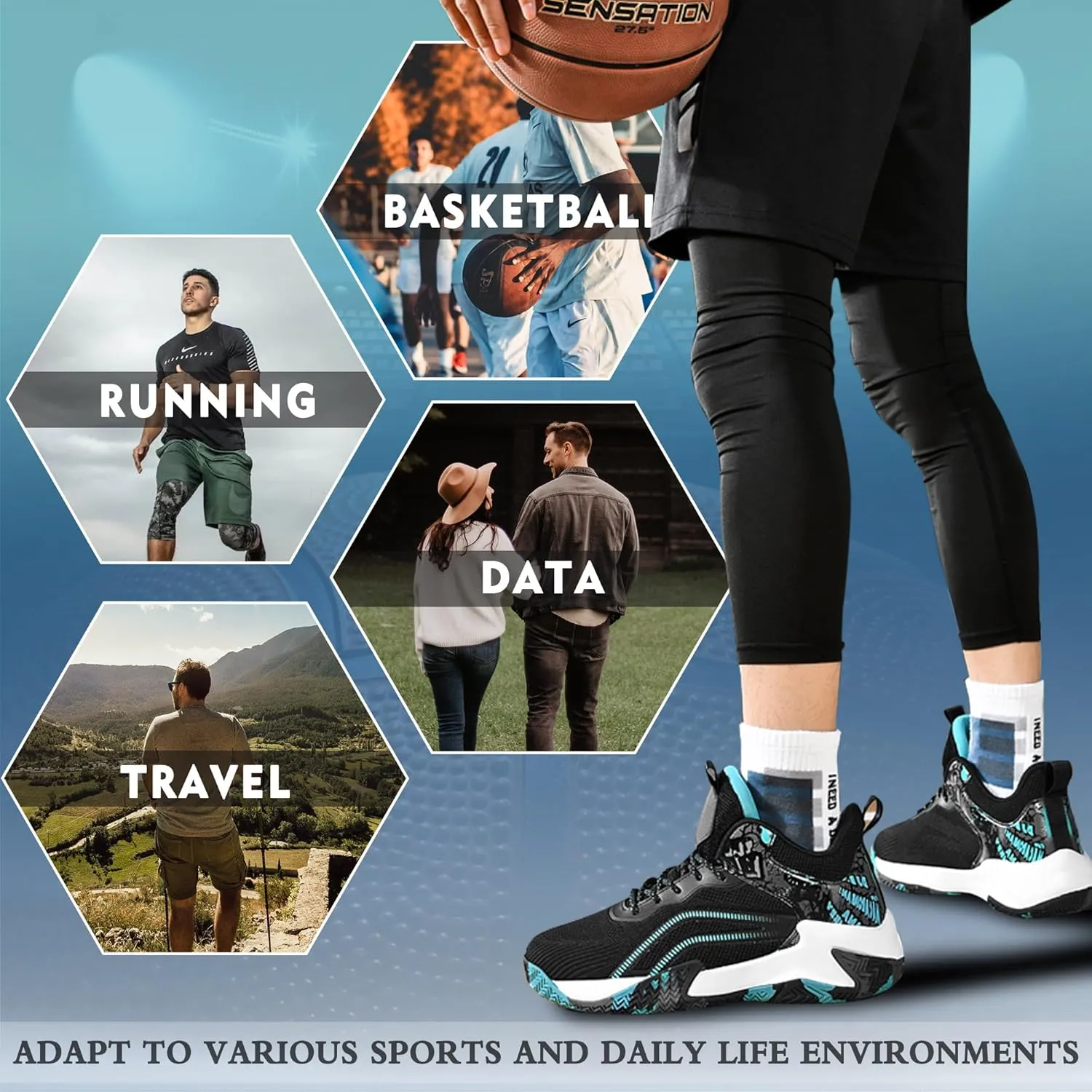 CJSPORX Mens Basketball Shoes Breathable Non Slip Running Fashion Sneakers