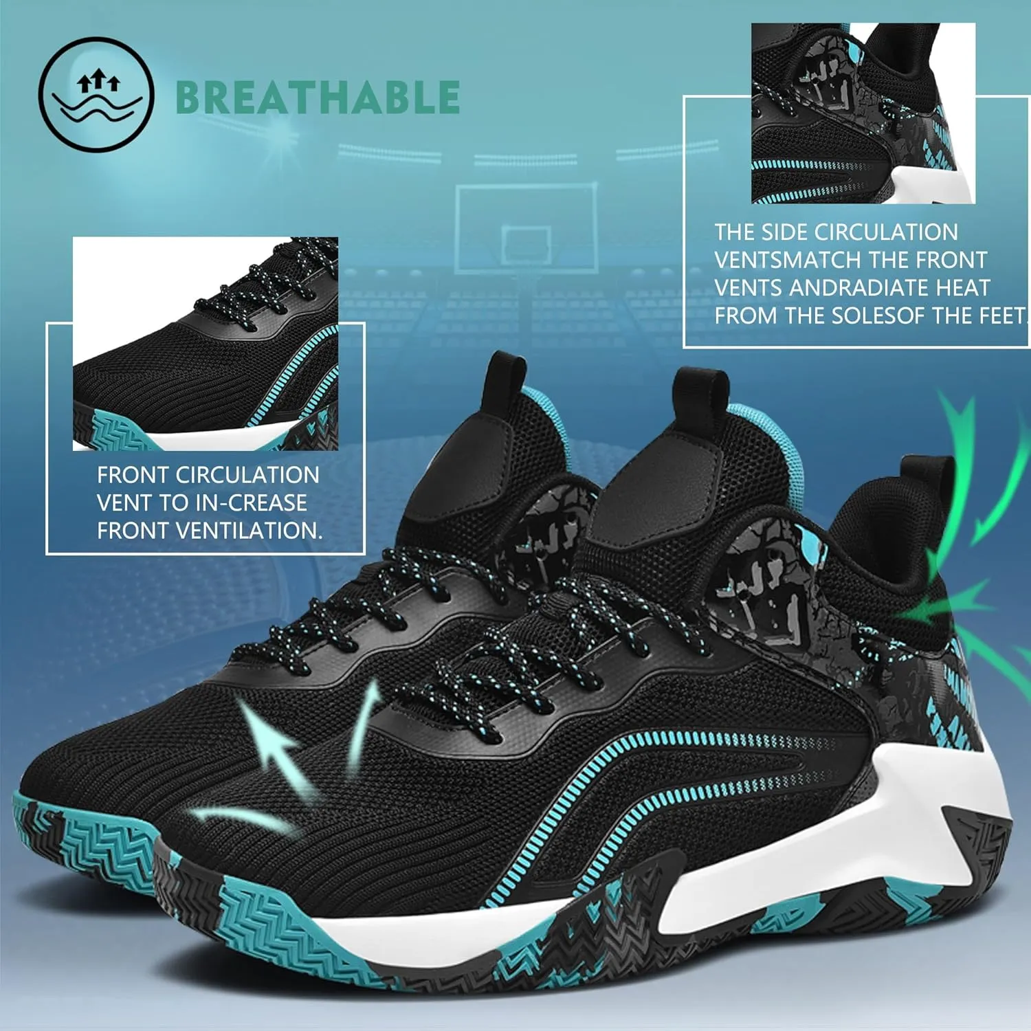 CJSPORX Mens Basketball Shoes Breathable Non Slip Running Fashion Sneakers