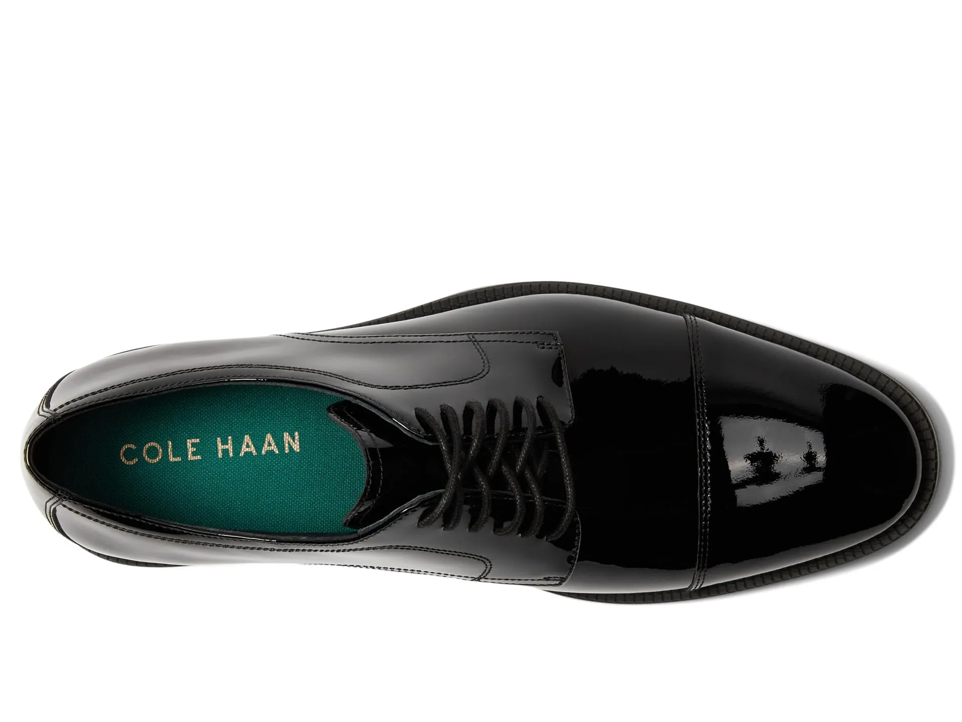 Cole Haan Men's Modern Essentials Cap Oxford, Black Patent/Black, 9.5