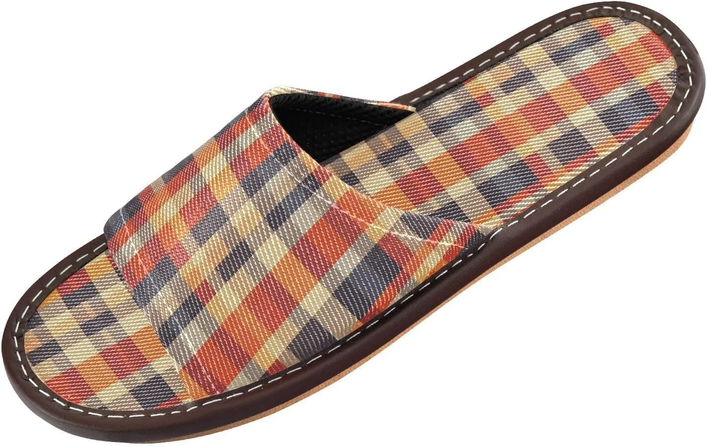 Colorful Checked Men Women Travel Slippers Reusable Dorm Home Slides for Home Outdoor Beach