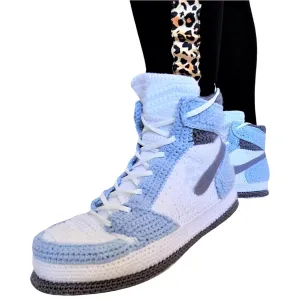 Custom Sneakers Slippers Basketball Shoes Plush Socks, Unisex Fuzzy Warm Socks Cozy Winter Slippers, Handmade Crochet House Booties, Indoor & Outdoor Soft Shoes