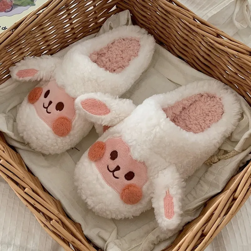 Cute Cow House Slippers Warm Fluffy for Winter