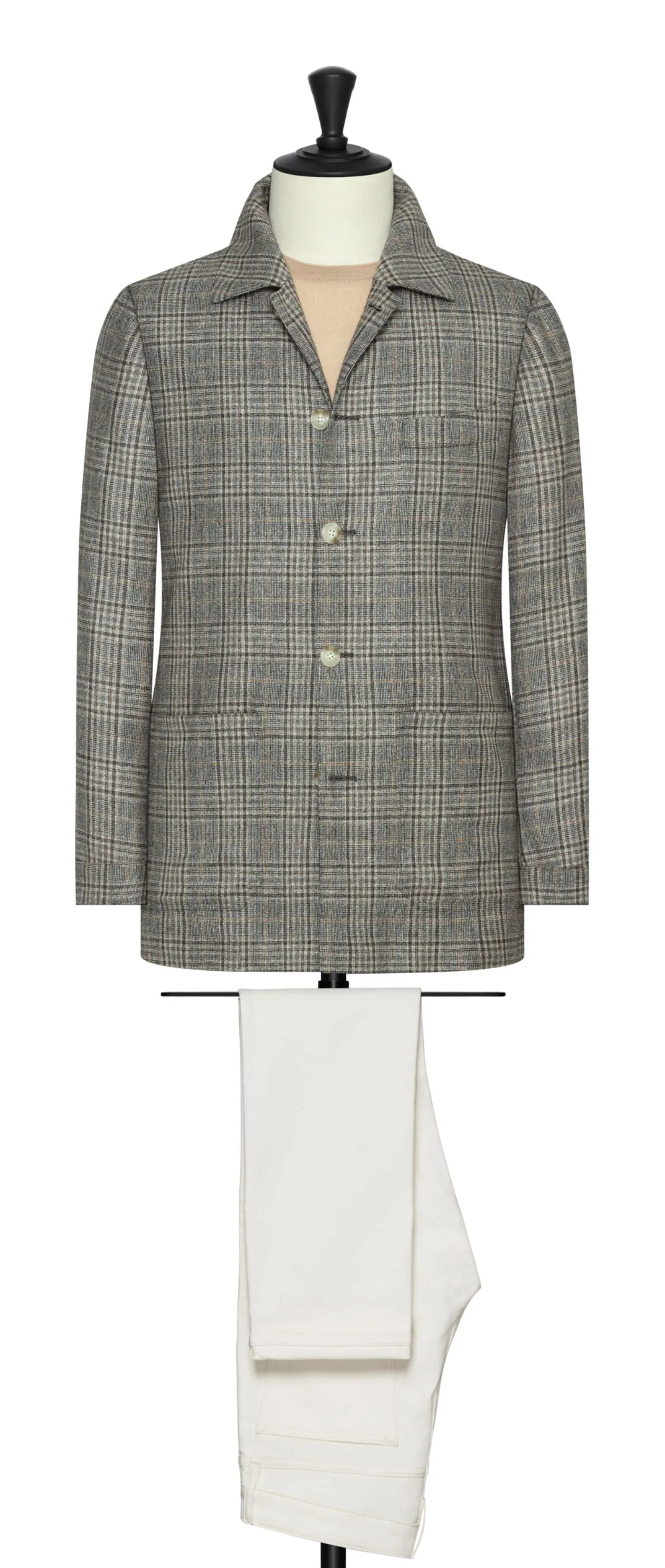 Di Pray Grey Silk & Wool Check with Copper Overcheck