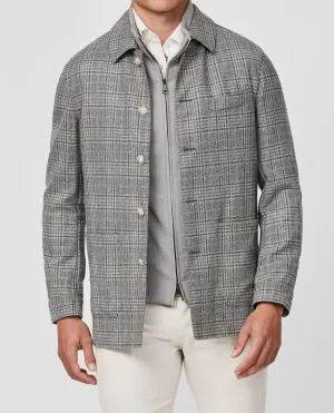 Di Pray Grey Silk & Wool Check with Copper Overcheck