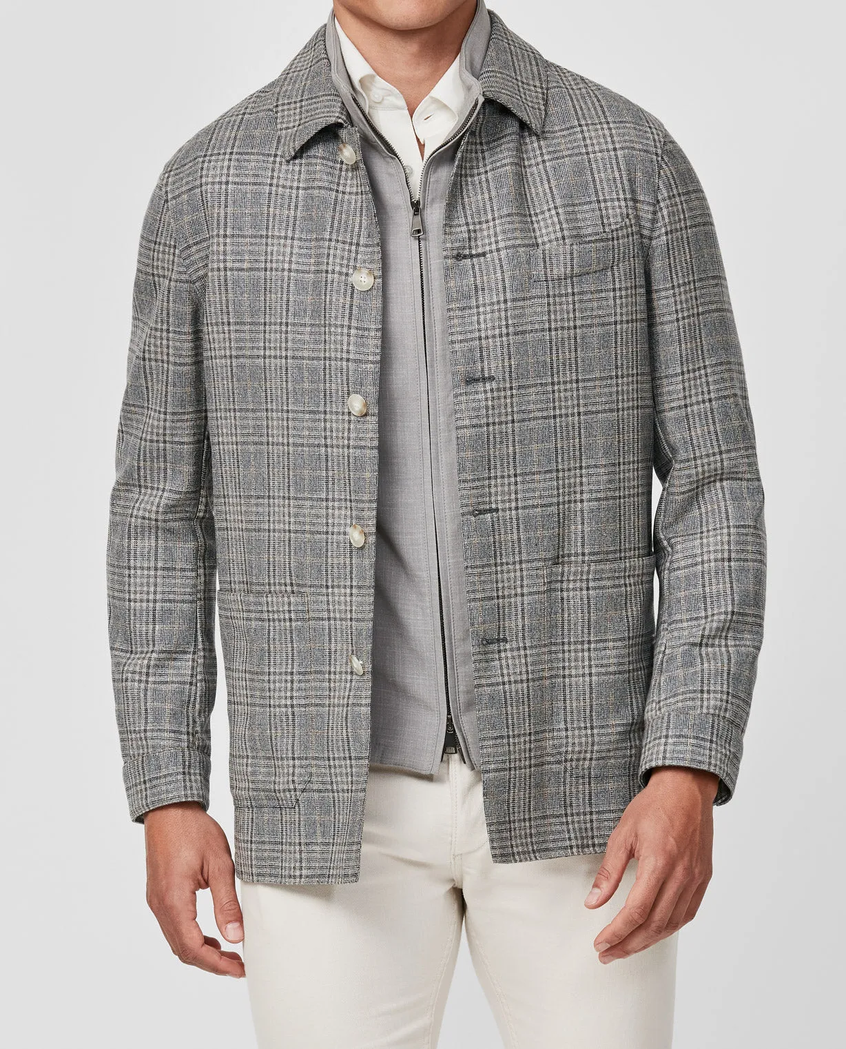 Di Pray Grey Silk & Wool Check with Copper Overcheck