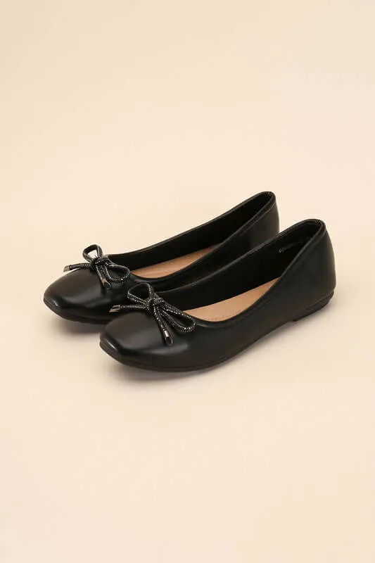 Dorothy Classic Bow Ballet Flats in Brown / Nude