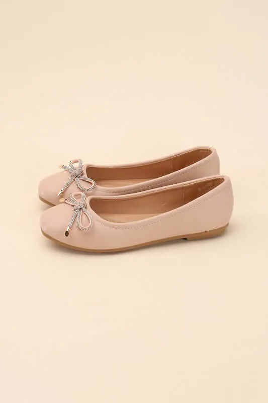 Dorothy Classic Bow Ballet Flats in Brown / Nude