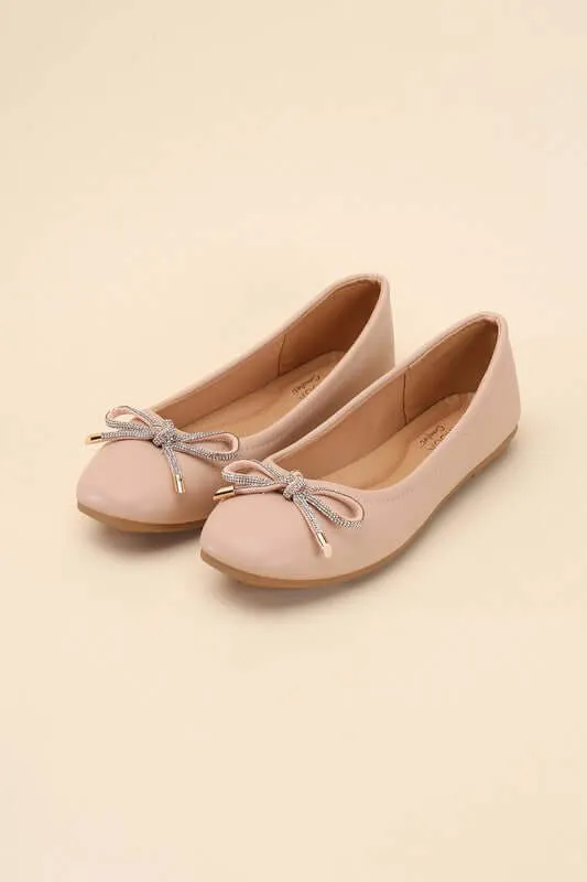 Dorothy Classic Bow Ballet Flats in Brown / Nude