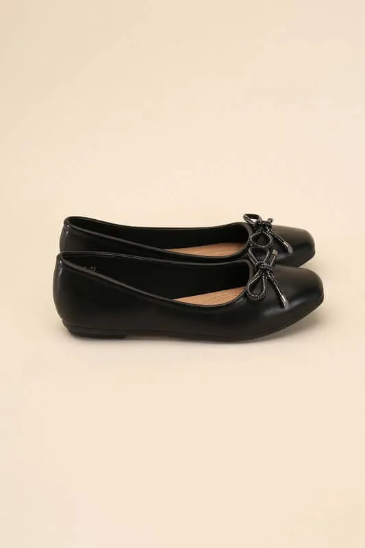 Dorothy Classic Bow Ballet Flats in Brown / Nude