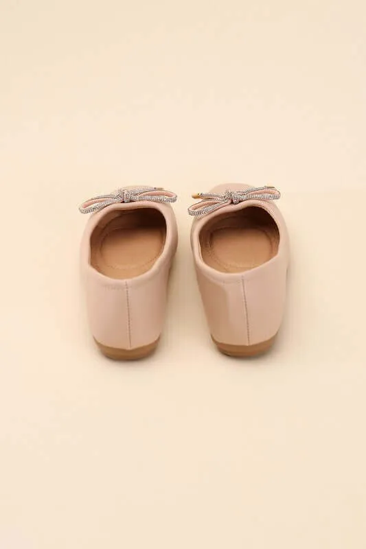 Dorothy Classic Bow Ballet Flats in Brown / Nude