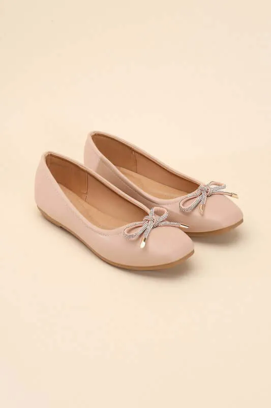 Dorothy Classic Bow Ballet Flats in Brown / Nude