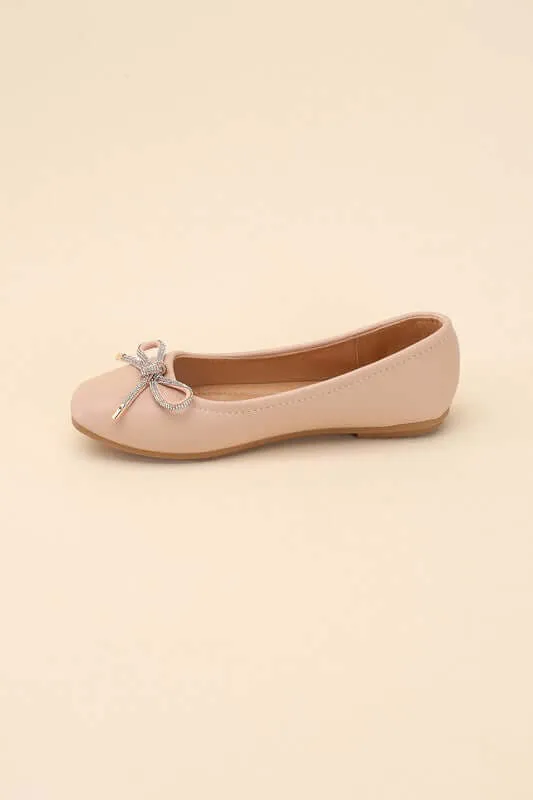 Dorothy Classic Bow Ballet Flats in Brown / Nude