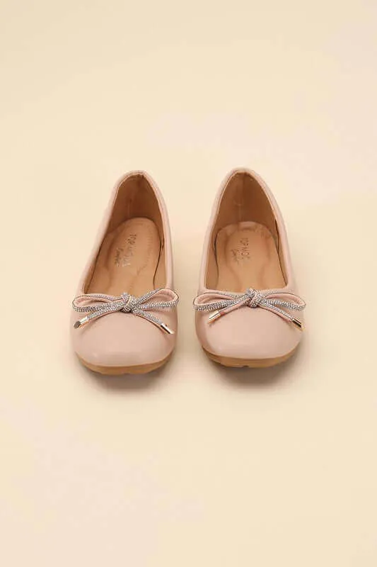 Dorothy Classic Bow Ballet Flats in Brown / Nude