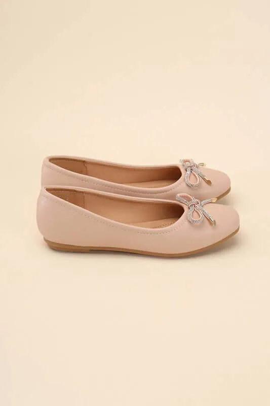 Dorothy Classic Bow Ballet Flats in Brown / Nude