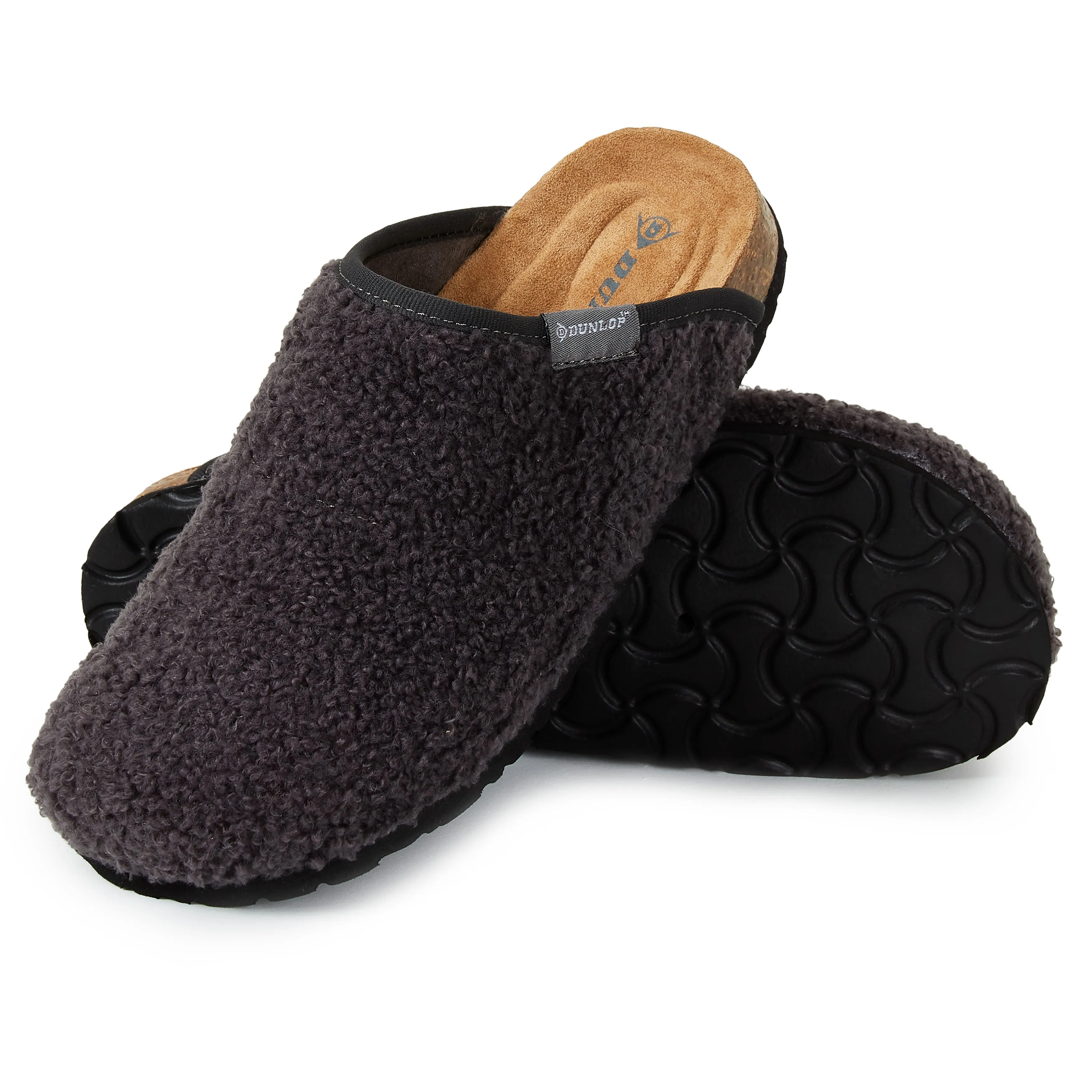 DUNLOP Slippers Warm Fuzzy Slip On Clog Slippers Comfy Mule House Shoes - Womens