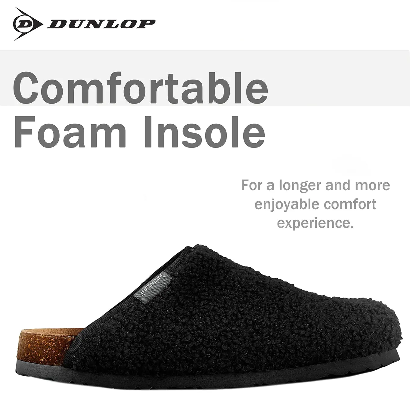 DUNLOP Slippers Warm Fuzzy Slip On Clog Slippers Comfy Mule House Shoes - Womens