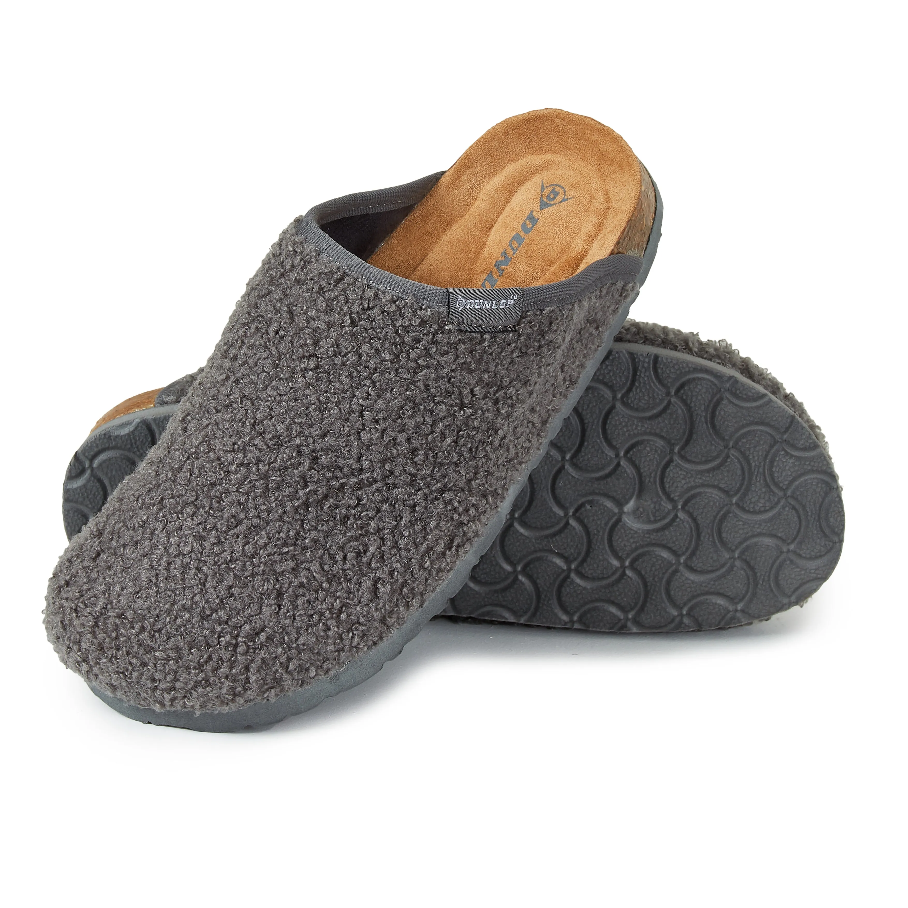 DUNLOP Slippers Warm Fuzzy Slip On Clog Slippers Comfy Mule House Shoes - Womens