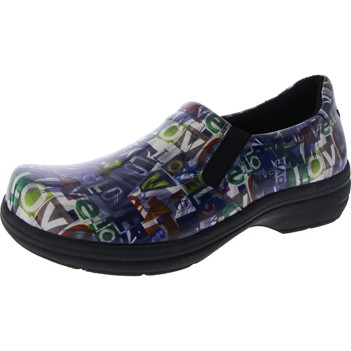 Easy Works by Easy Street Womens Bind Patent Leather Slip On Clogs