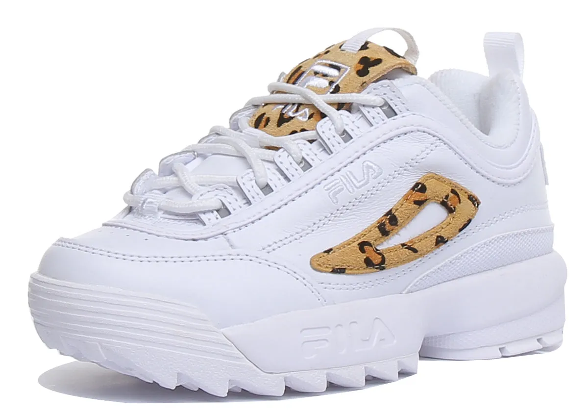 Fila Disruptor 2 Leopard In White For Kids
