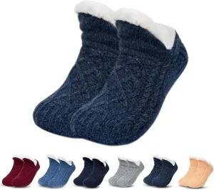 FleeceSox - Fleece-Lined Non-Slip Thermal Slippers Socks Indoor Non-Slip Thermal Socks Winter Warm Slipper Socks