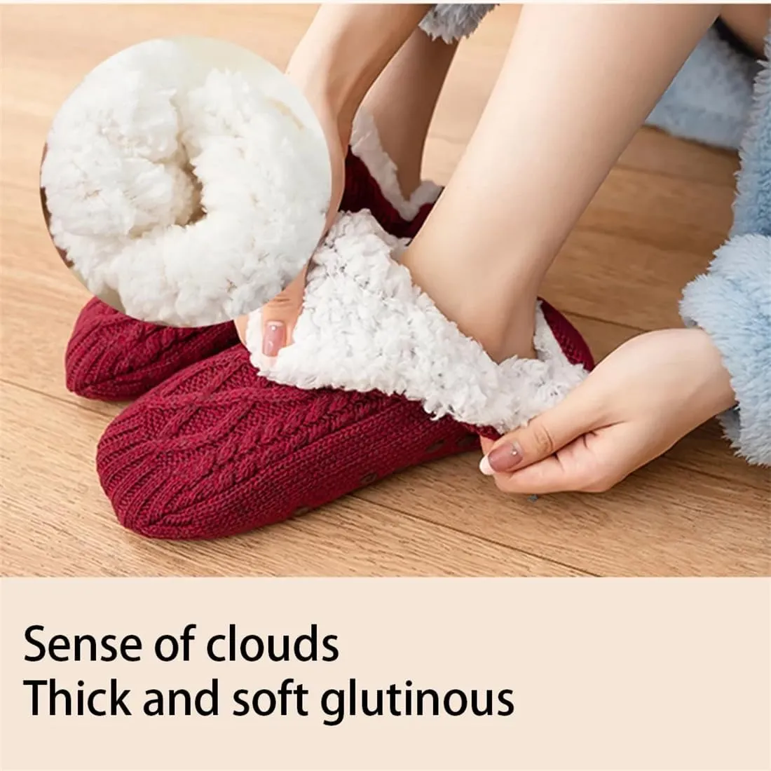 FleeceSox - Fleece-Lined Non-Slip Thermal Slippers Socks Indoor Non-Slip Thermal Socks Winter Warm Slipper Socks