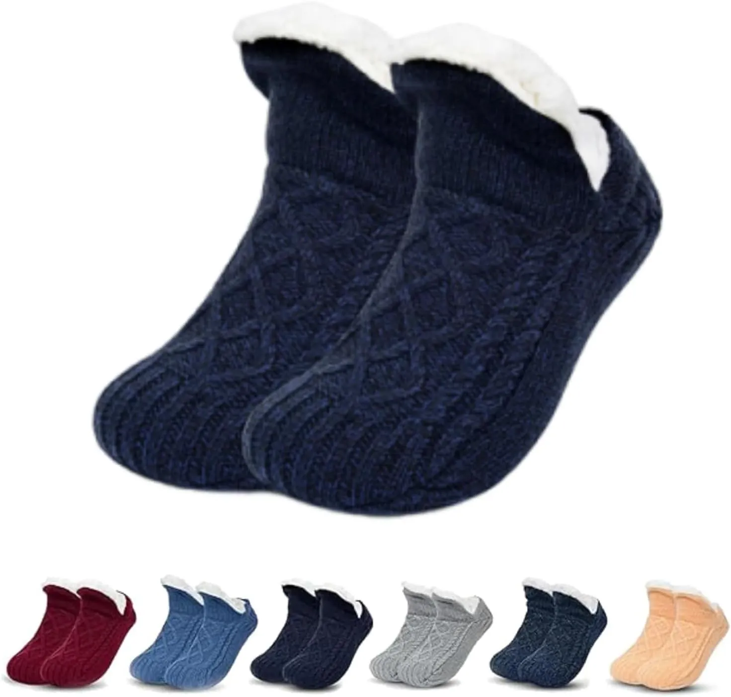 FleeceSox - Fleece-Lined Non-Slip Thermal Slippers Socks Indoor Non-Slip Thermal Socks Winter Warm Slipper Socks