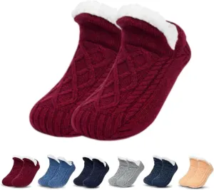 FleeceSox - Fleece-Lined Non-Slip Thermal Slippers Socks Indoor Non-Slip Thermal Socks Winter Warm Slipper Socks