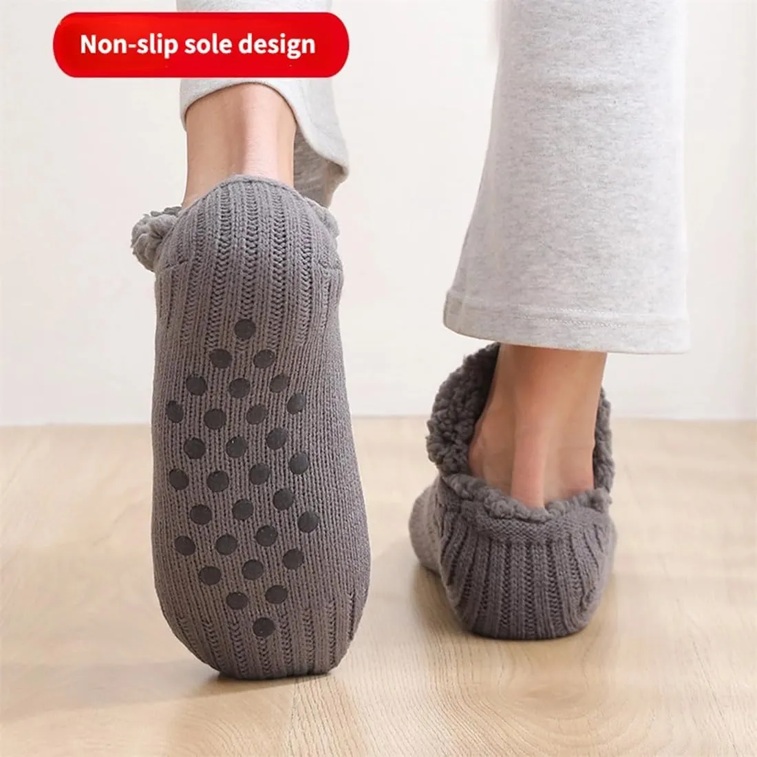 FleeceSox - Fleece-Lined Non-Slip Thermal Slippers Socks Indoor Non-Slip Thermal Socks Winter Warm Slipper Socks
