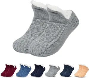 FleeceSox - Fleece-Lined Non-Slip Thermal Slippers Socks Indoor Non-Slip Thermal Socks Winter Warm Slipper Socks