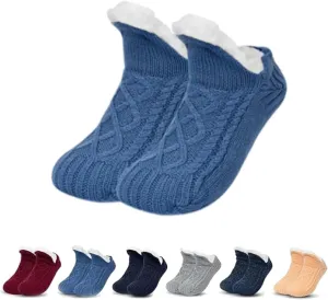 FleeceSox - Fleece-Lined Non-Slip Thermal Slippers Socks Indoor Non-Slip Thermal Socks Winter Warm Slipper Socks