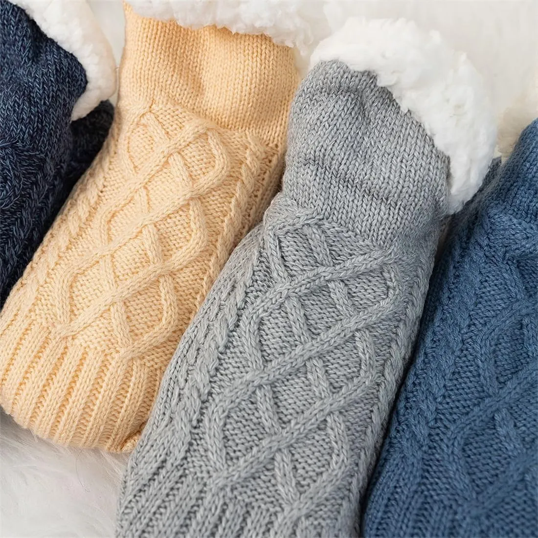 FleeceSox - Fleece-Lined Non-Slip Thermal Slippers Socks Indoor Non-Slip Thermal Socks Winter Warm Slipper Socks