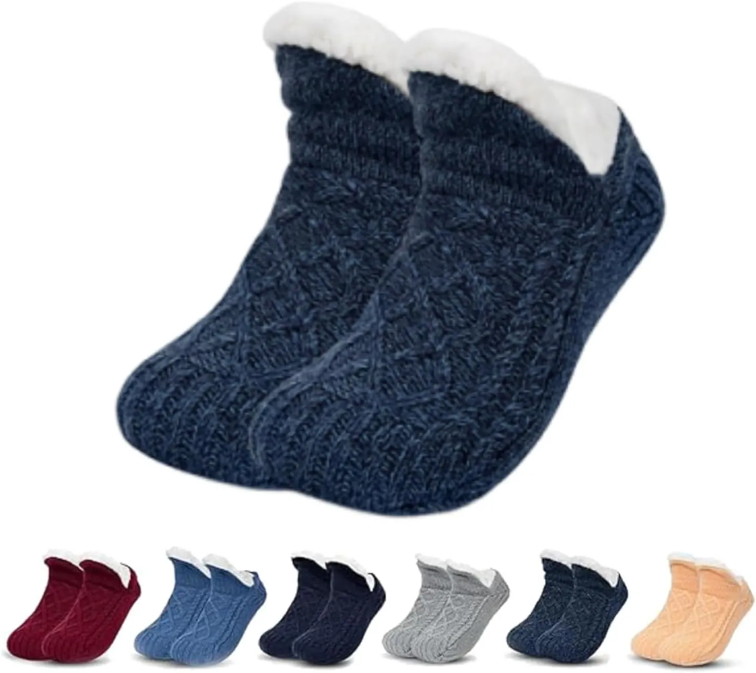 FleeceSox - Fleece-Lined Non-Slip Thermal Slippers Socks Indoor Non-Slip Thermal Socks Winter Warm Slipper Socks