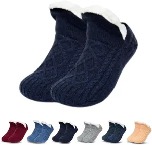 FleeceSox - Fleece-Lined Non-Slip Thermal Slippers Socks Indoor Non-Slip Thermal Socks Winter Warm Slipper Socks
