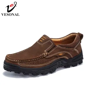 Genuine Leather Casual Work Shoes For Men Oxfords Male Loafers