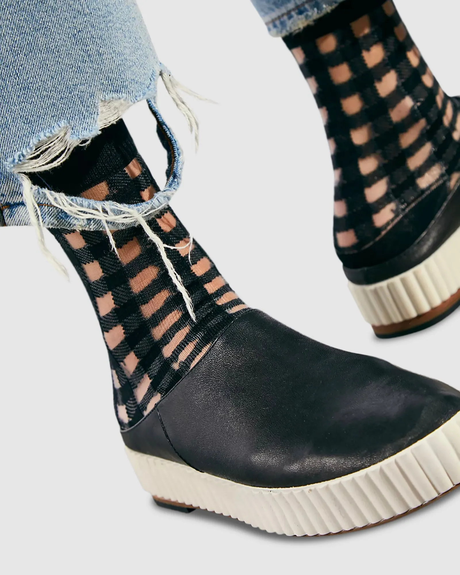Gingham Places Sheer Sock - Black