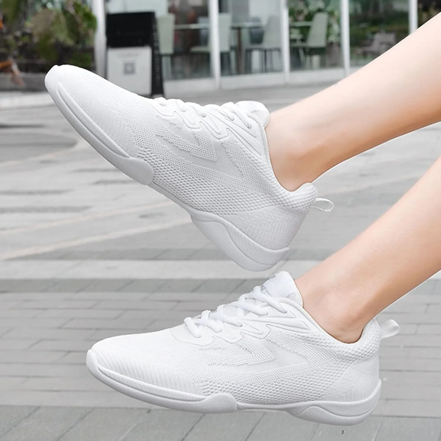 Girls White Cheerleading Shoes Breathable Youth Cheer Competition Sneakers Athletic Training Dance Shoes
