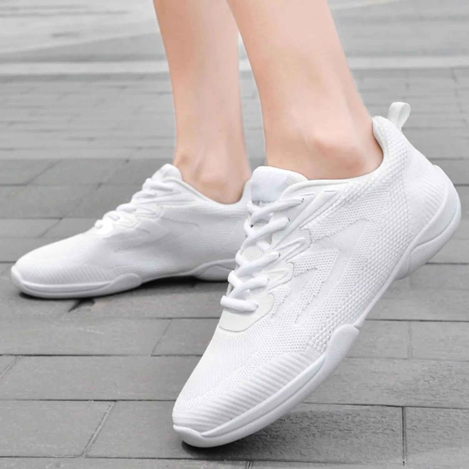 Girls White Cheerleading Shoes Breathable Youth Cheer Competition Sneakers Athletic Training Dance Shoes