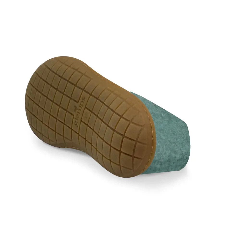 Glerups Felted NZ Wool Shoe With Honey Rubber Sole - North Sea