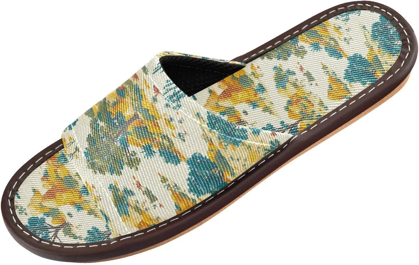 Green Trees Yellow Stones Womens Bathroom Shower Slippers Reusable Dorm Home Slides for Beach Indoor Home