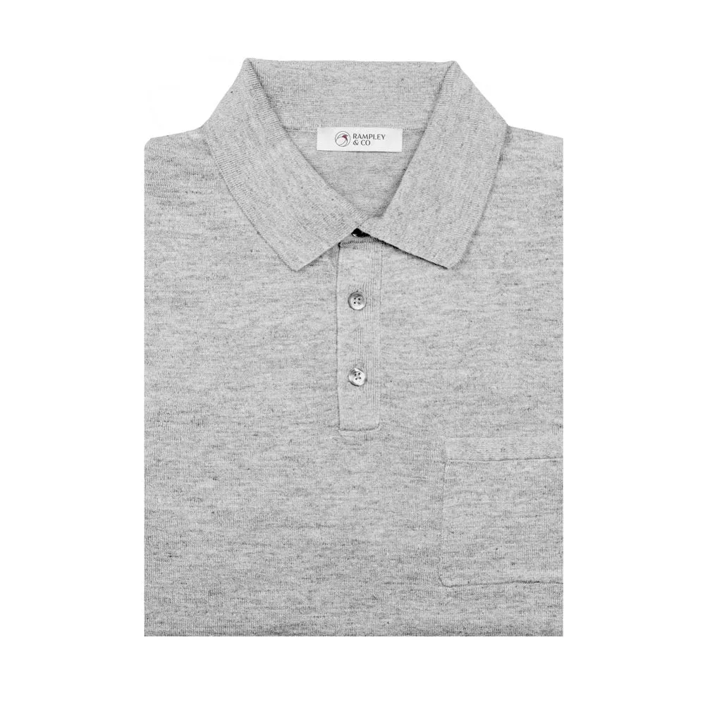 Grey Linen-Cotton Polo Shirt